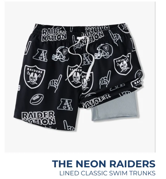 Lined Classic Swim Trunks: The Neon Raiders