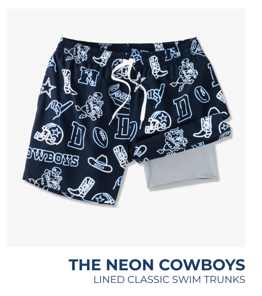 Lined Classic Swim Trunks: The Neon Cowboys