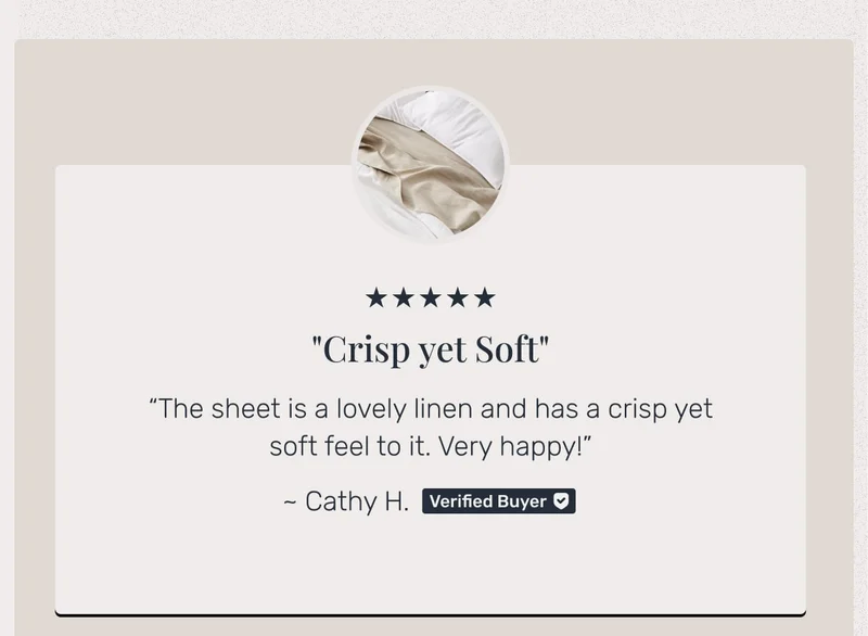 Crisp Yet Soft • "The sheet is a lovely linen and has a crisp yet soft feel to it. Very happy!"