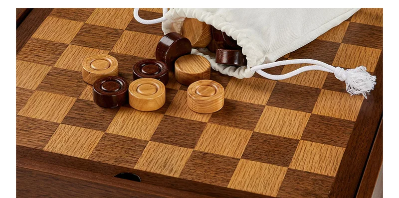 An attractive side table at first glance, the Harmon transforms into a checkers board with a quick flip. Go ahead and game on.