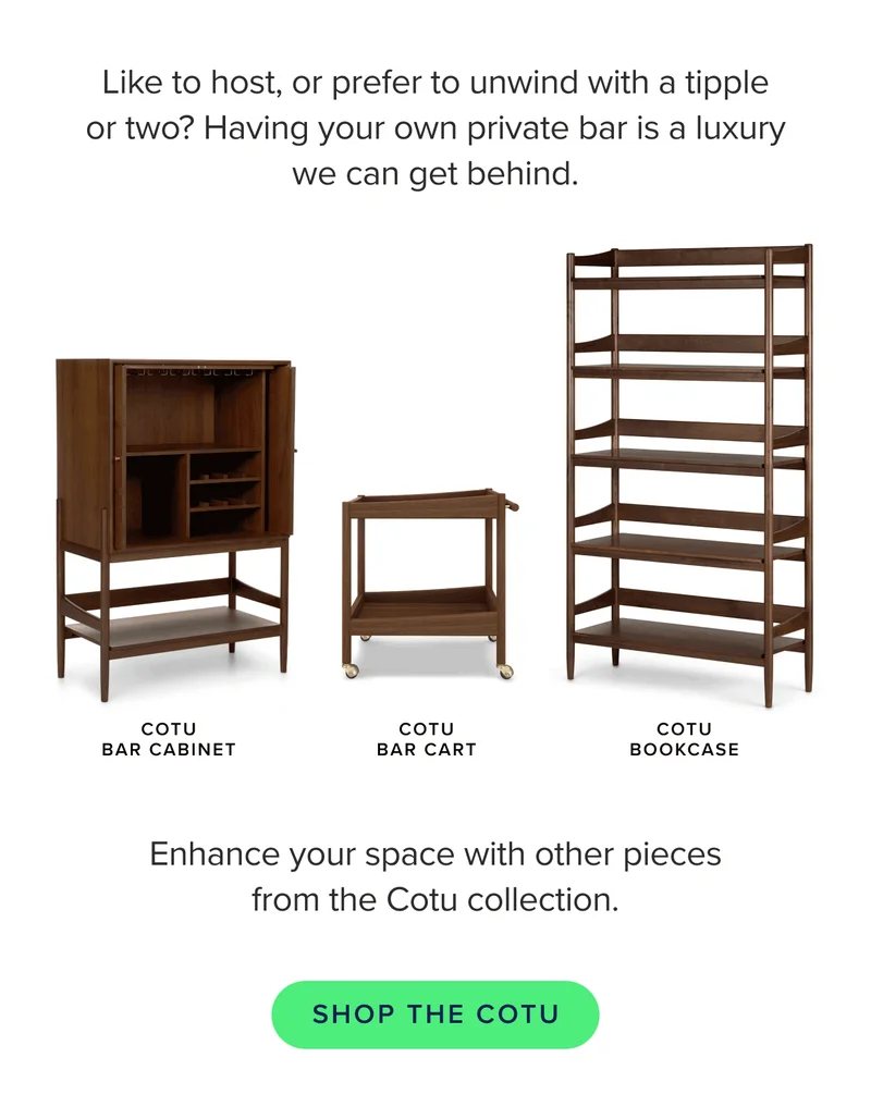 Having your own private bar is a luxury we can get behind. Shop the Cotu collection.