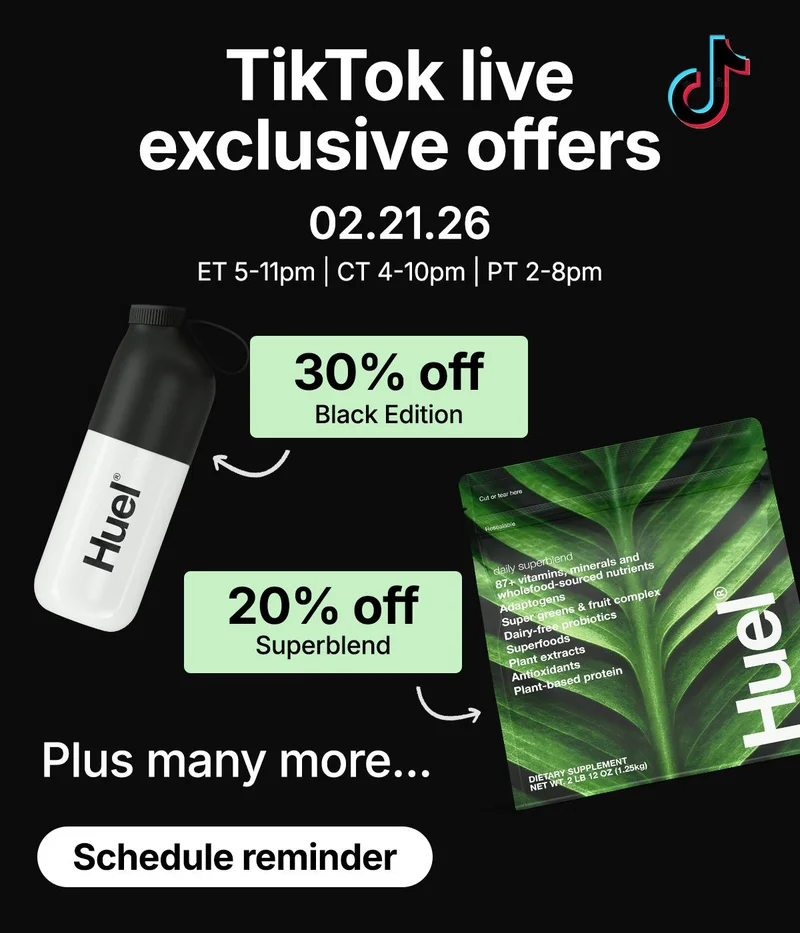 TikTok live exclusive offers. 02.21.26. ET 5-11pm | CT 4-10pm | PT 2-8pm. Schedule reminder.