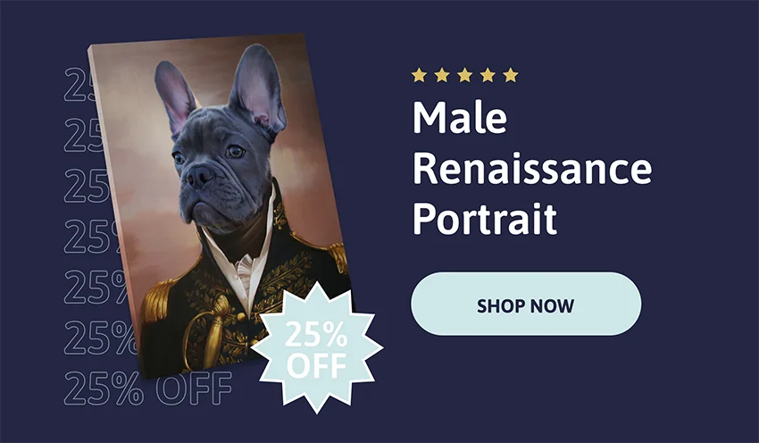Male Pet Portraits. Was $60. Now $45. Shop 25% off now
