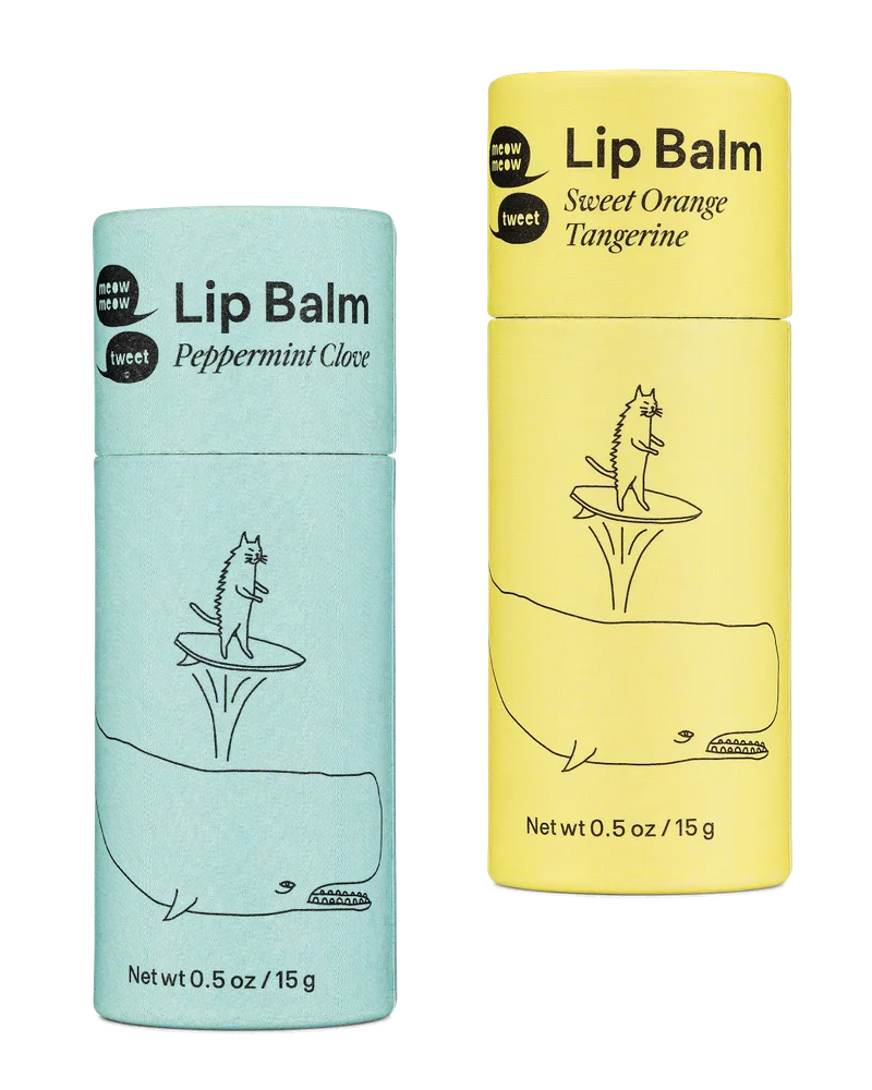 Two tubes of Lip Balm - light blue and yellow