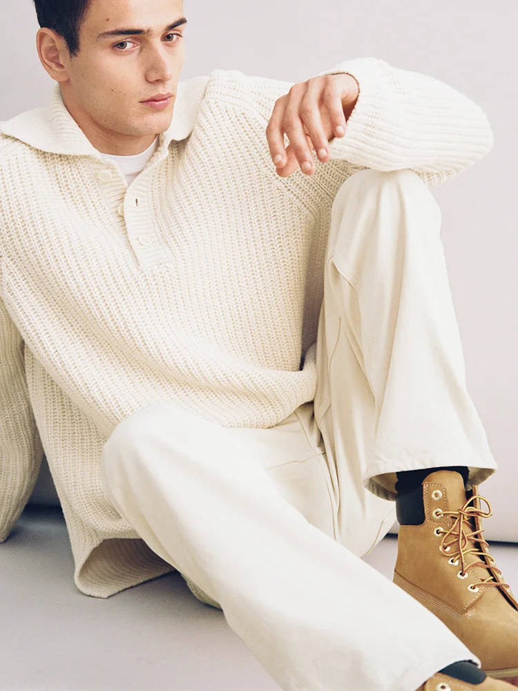 Wool Polo-Neck Jumper Off White model img