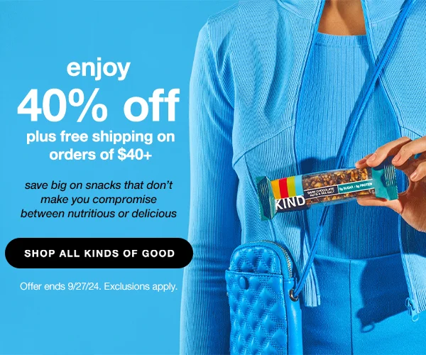 enjoy 40% off plus free shipping on orders of $40+