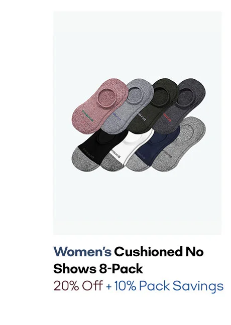 WOMEN'S CUSHIONED NO SHOW 8-PACK | 20% OFF + 10% PACK SAVINGS