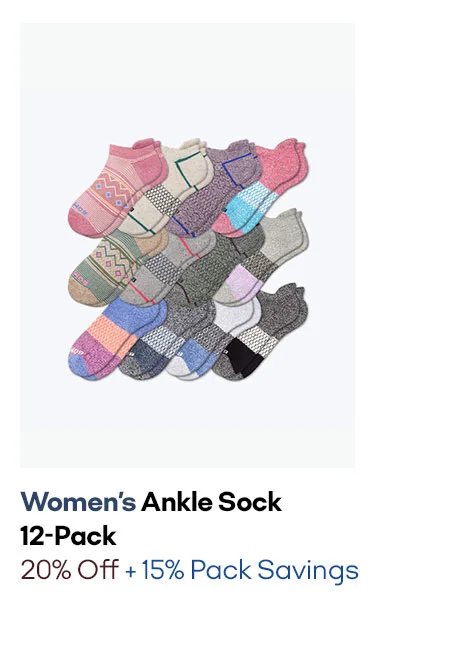 WOMEN'S ANKLE SOCK 12-PACK | 20% OFF + 15% PACK SAVINGS