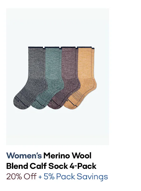 WOMEN'S MERINO WOOL BLEND CALF SOCK 4-PACK | 20% OFF + 5% PACK SAVINGS