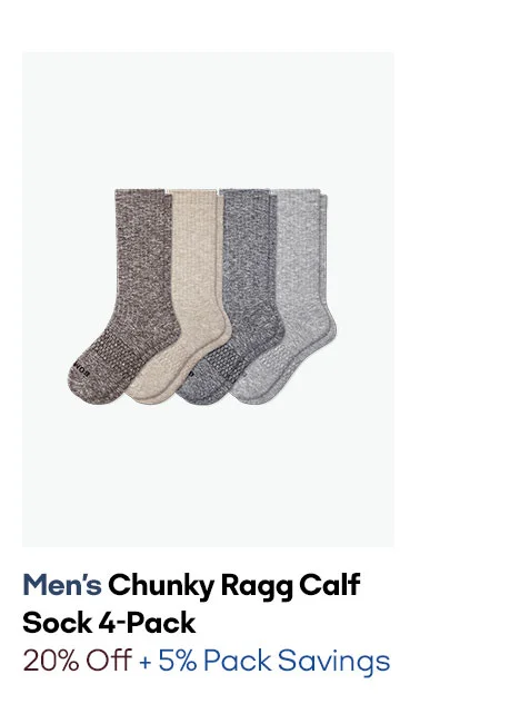 MEN'S CHUNKY RAGG CALF SOCK 4-PACK | 20% OFF + 5% PACK SAVINGS