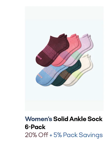 WOMEN'S SOLID ANKLE SOCK 6-PACK | 20% OFF + 5% PACK SAVINGS