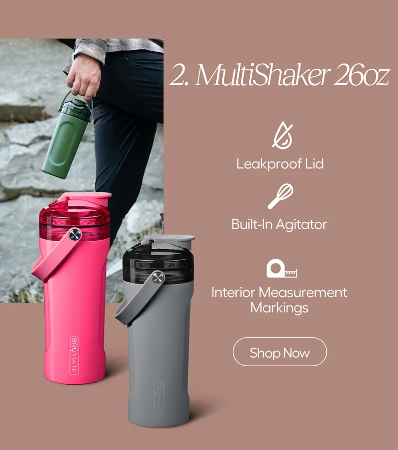 2. MultiShaker 26oz: Leakproof Lid, Built-In Agitator, Interior Measurement Markings - Shop Now