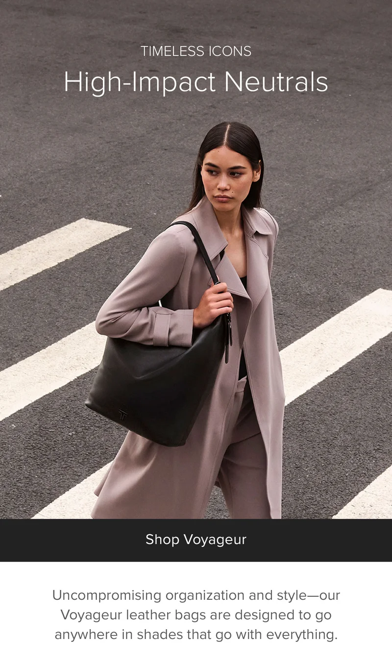 Uncompromising organization and style—our Voyageur leather bags are designed to go anywhere in shades that go with everything.