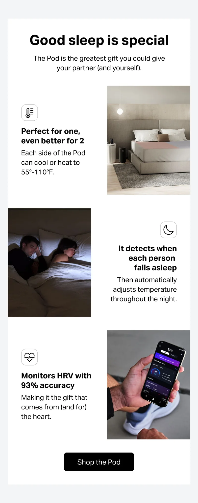 Good sleep is special  The Pod is the greatest gift you could give your partner (and yourself).