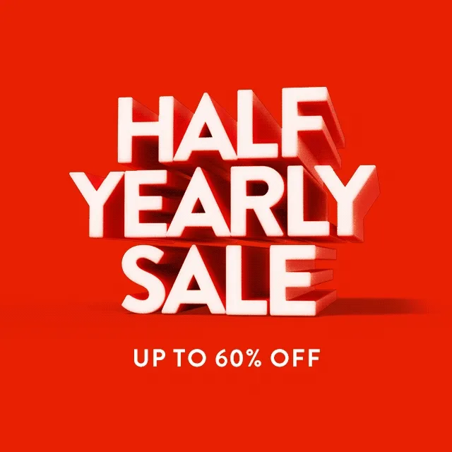 Half-Yearly Sale: up to 60% off.