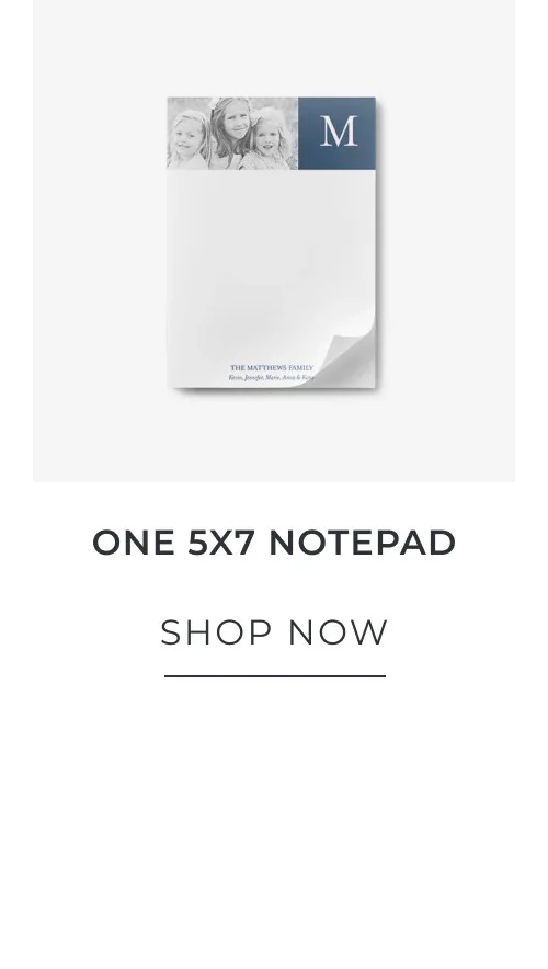 One 5x7 Notepad