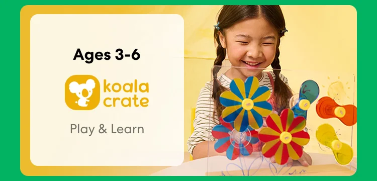 Young child smiling while working on creative KiwiCo Sprout projects, perfect for ages 3–6 for play and learn.