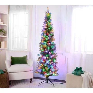 9' Twinkling Pencil Tree w/Glistening Branches by Valerie