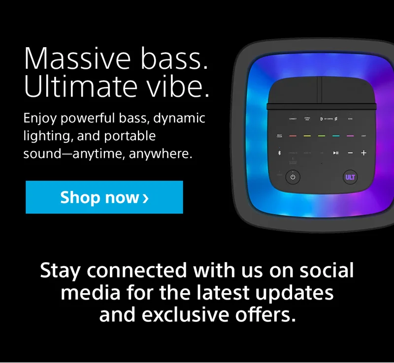 Massive bass. Ultimate vibe. Enjoy powerful bass, dynamic lighting, and portable sound—anytime, anywhere. Stay connected with us on social media for the latest updates and exclusive offers. Shop now