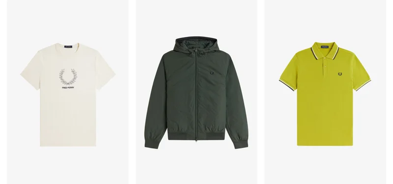 a selection of Fred Perry sportswear