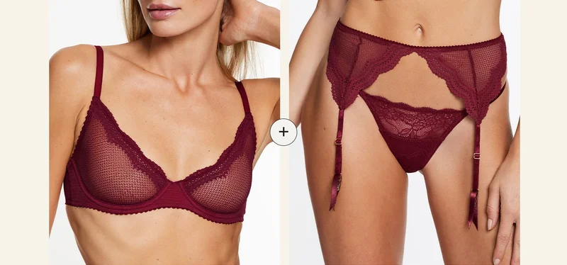 Signature Unlined Demi, Smooth Lace Thong and Unlined Garter