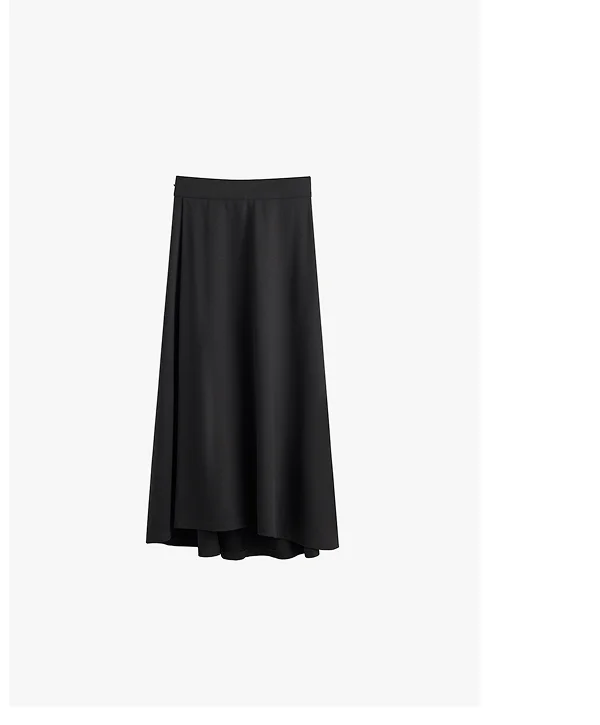 Ponte Pleat Front Skirt Black