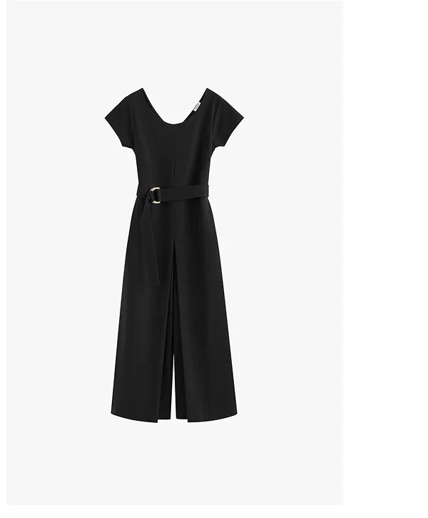 Ponte Pleated Jumpsuit Black