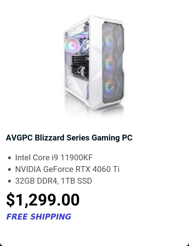 AVGPC Blizzard Series Gaming PC