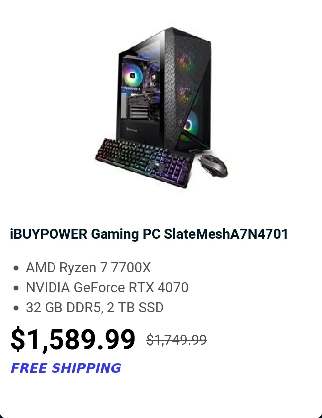 iBUYPOWER Gaming PC SlateMeshA7N4701