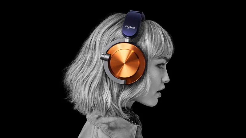 Side view of a model wearing the Dyson OnTrac™ headphones.