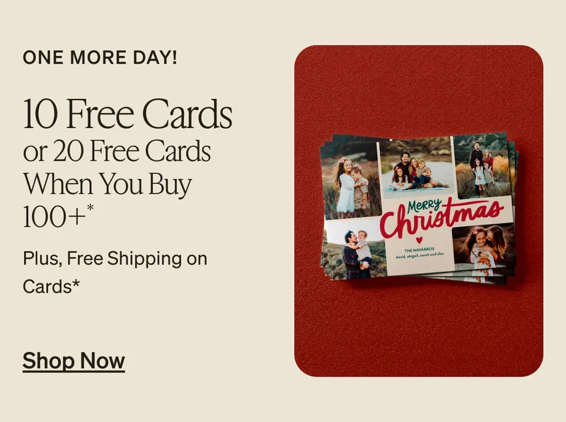20 Free Cards, Up to 50% Off Everything + Extra 25% Off, 2 Free Sets of Address Labels