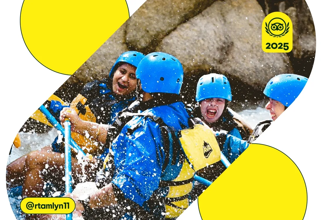 Image Description: A gif of various traveler photos including people white-water rafting, a person posing in front of a monument, and two people riding a Vespa. A yellow 2025 Travelers’ Choice Awards Best of the Best badge is on each image.