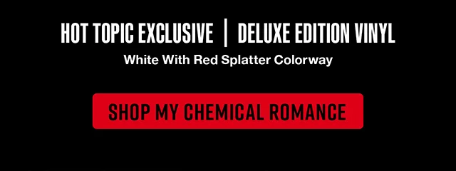 Hot Topic Exclusive Deluxe Edition Vinyl. White With Red Splatter Colorway. Shop My Chemical Romance
