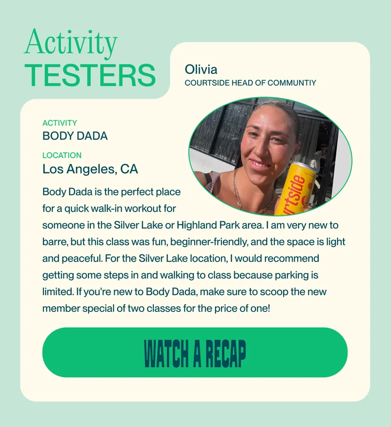 BODY DADA | Los Angeles, LA | Body Dada is the perfect place for a quick walk-in workout for someone in the Silver Lake or Highland Park area. I am very new to barre, but this class was fun, beginner-friendly, and the space is light and peaceful. For the Silver Lake location, I would recommend getting some steps in and walking to class because parking is limited. If you're new to Body Dada, make sure to scoop the new member special of two classes for the price of one!