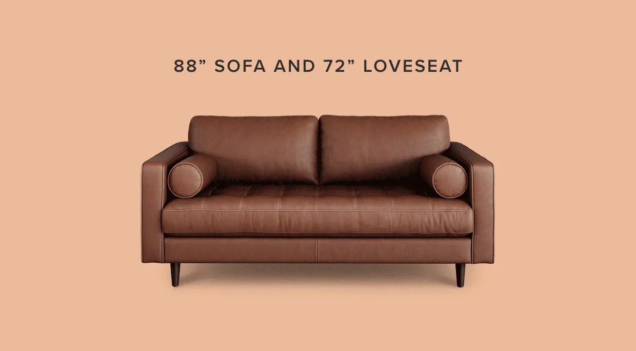 88-inch sofa and 72-inch loveseat.