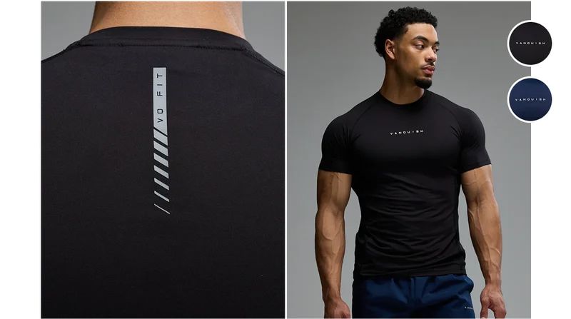 ACADEMY BLACK SLIM FIT PERFORMANCE T SHIRT