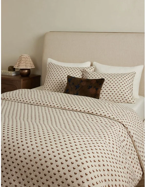 Poiret European Flax Linen® Duvet Cover-Merlot and Gold / King/Cal King / Duvet Cover