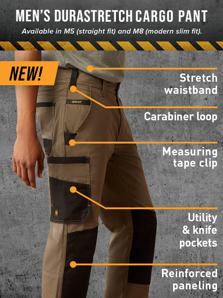 Shop Men's Durastretch Cargo Pant | Available in M5 (straight fit) and M8 (modern slim fit).