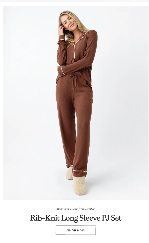 Rib-Knit Long Sleeve PJ Set - Shop Now Rib-Knit Long Sleeve PJ Set - Shop Now