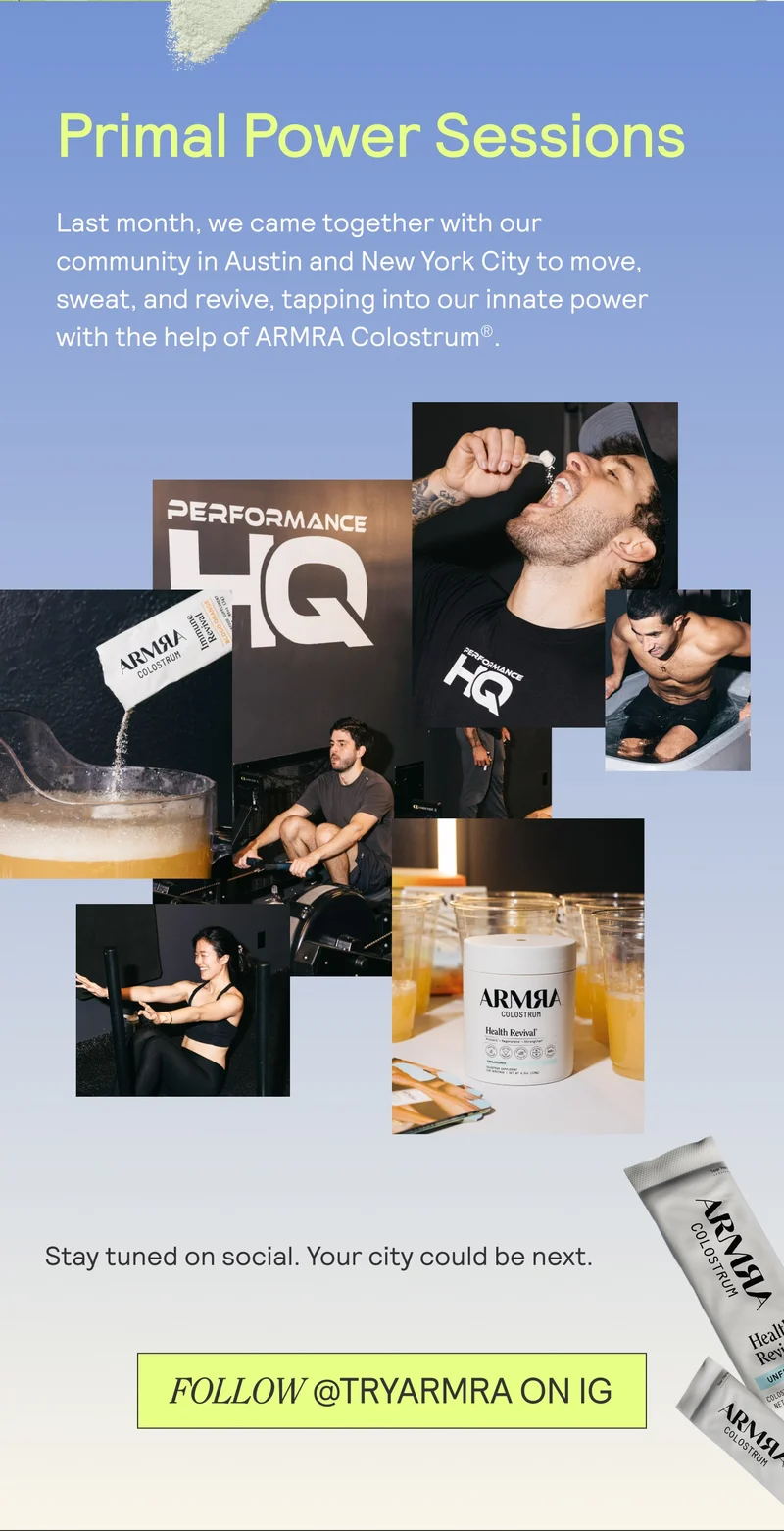 Photos from ARMRA community fitness events in Austin and New York City.