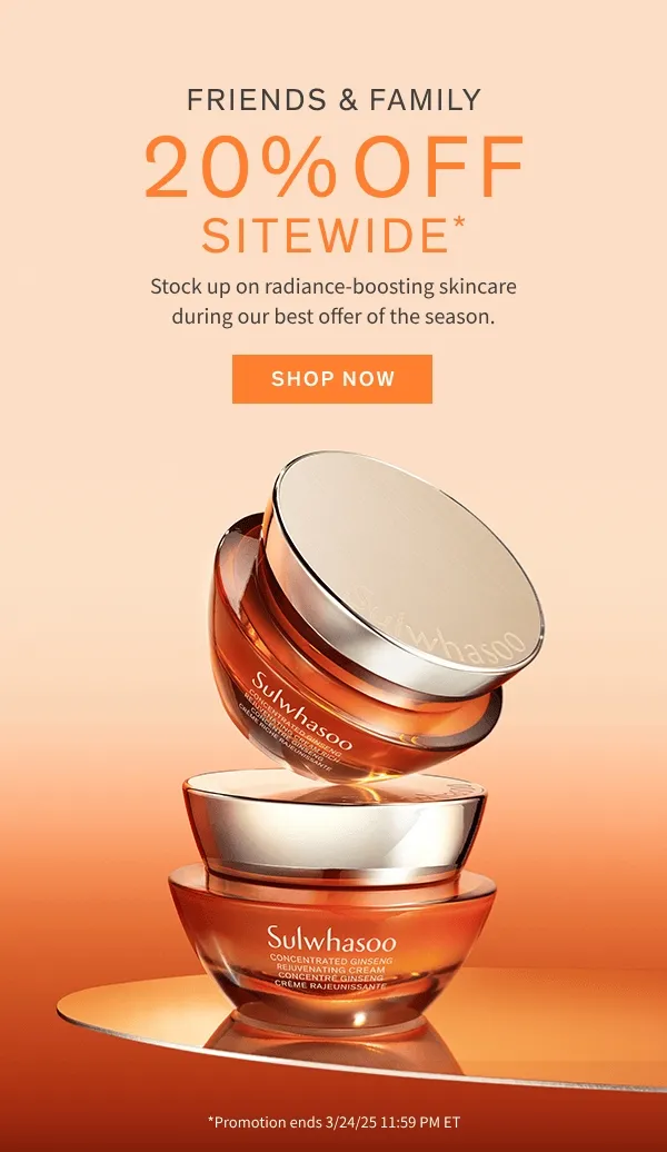 Friends & Family: 20% off sitewide