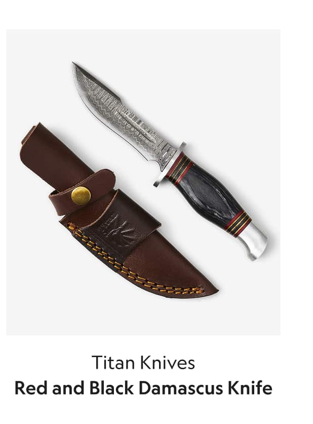 Titan Knives Red and Black Damascus Knife