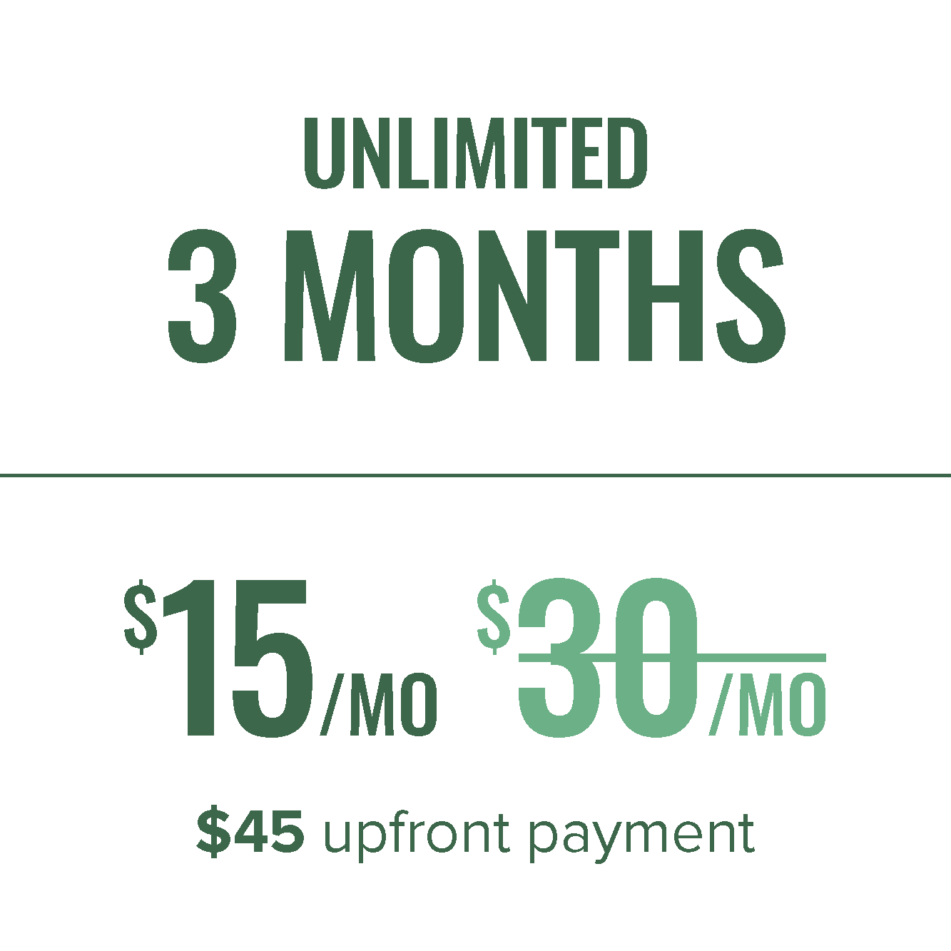3 Month Plan $45 Upfront Payment
