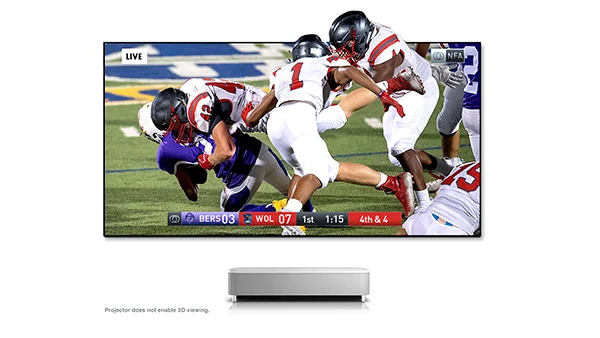 TV screen with LS800 below, projector does not enable 3D viewing.
