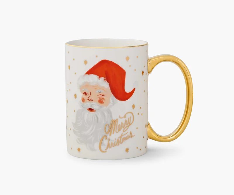 Image of Holiday Porcelain Mug - Winking Santa