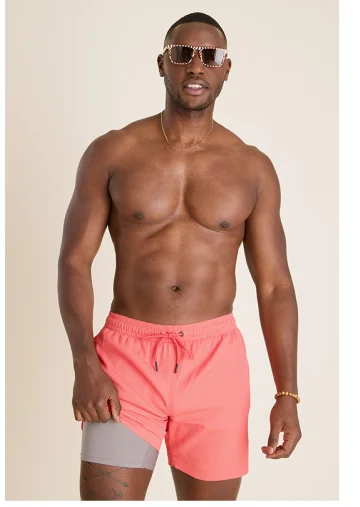 Textured Lined Swim Trunk: The Sunset Sorbets 5.5"