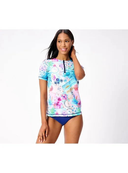Kim Gravel x Swimsuits For All Zip-Front Swim Tee with Brief Set