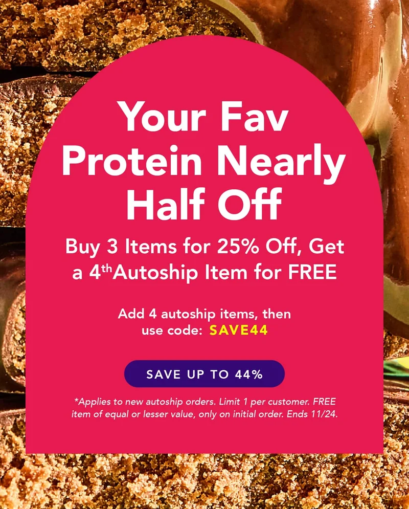 Buy 3 items for 25% off, get a 4th autoship item for FREE
