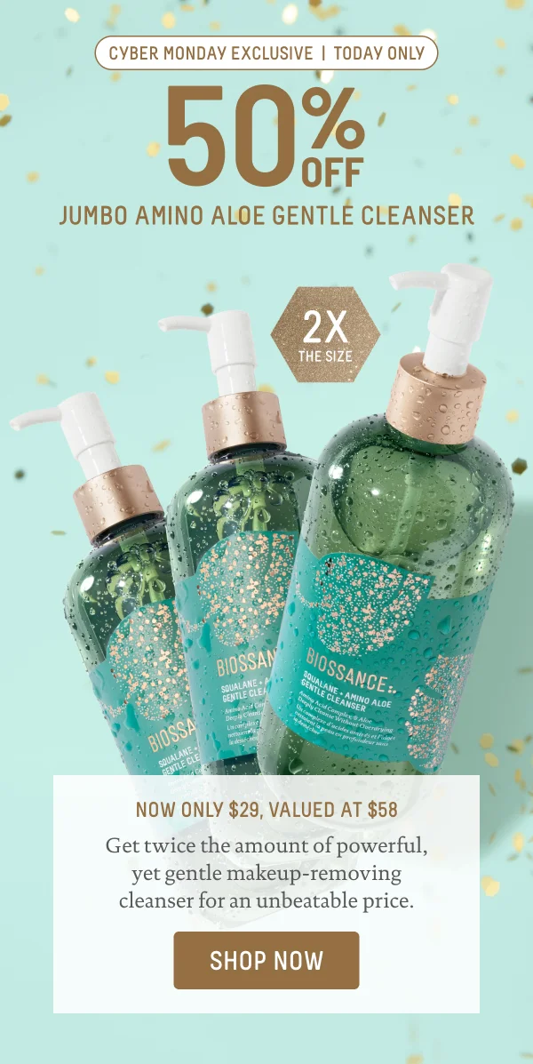 Cyber Monday Exclusive: 50% Off Jumbo Amino Aloe Gentle Cleanser