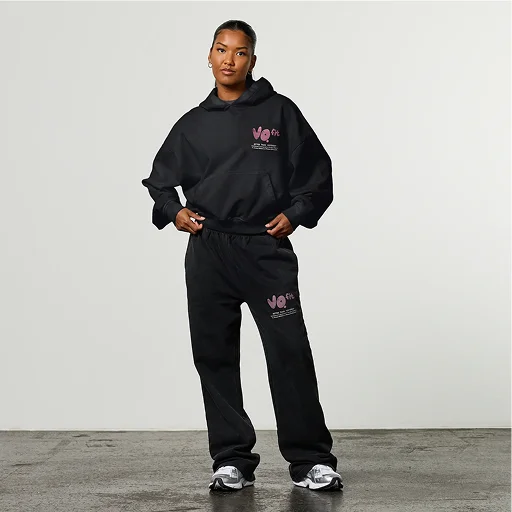 BUBBLE BLACK STRAIGHT LEG SWEATPANTS